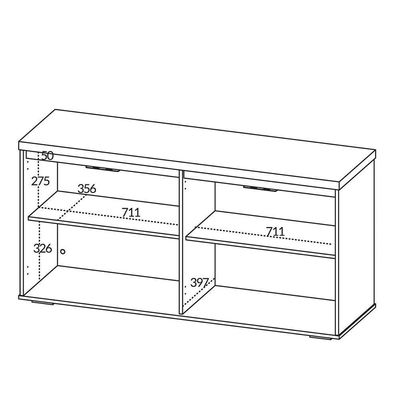 Balcão Para Escritório 4 Portas Com Chave 2 Prateleiras Freijó/branco