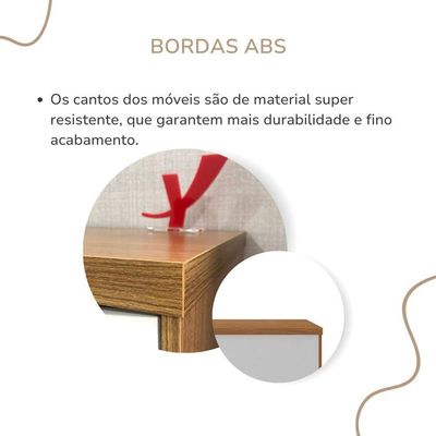 Balcão Para Escritório 4 Portas Com Chave 2 Prateleiras Freijó/branco