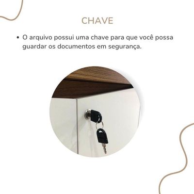 Balcão Para Escritório 4 Portas Com Chave 2 Prateleiras Freijó/branco
