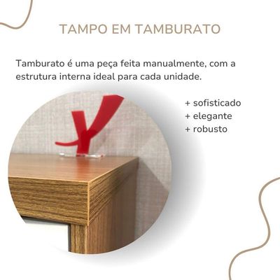 Balcão Para Escritório 4 Portas Com Chave 2 Prateleiras Freijó/branco