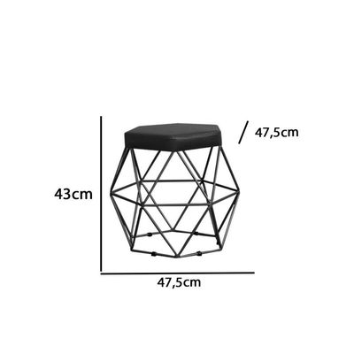 Puff Decorativo Estofado Onix Com Armação Preto Para Sala