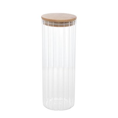 Porta Mantimento Wolff 1,1L Vidro Borossilicato Tampa Bambu Transparente