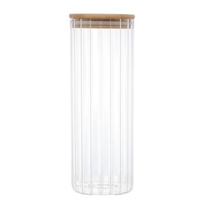 Porta Mantimento Wolff 1,1L Vidro Borossilicato Tampa Bambu Transparente