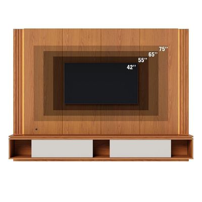 Painel Suspenso TV 75 Polegadas 217 Cm Loa Colibri Freijo Off White Matte
