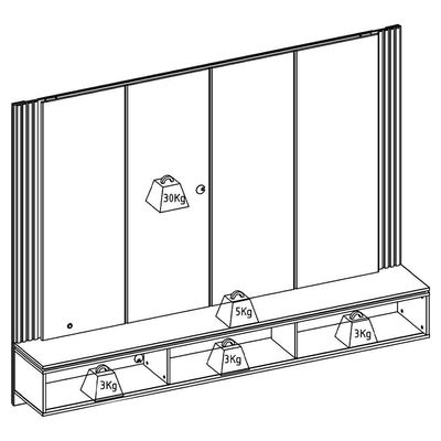 Painel Suspenso TV 75 Polegadas 217 Cm Loa Colibri Freijo Off White Matte