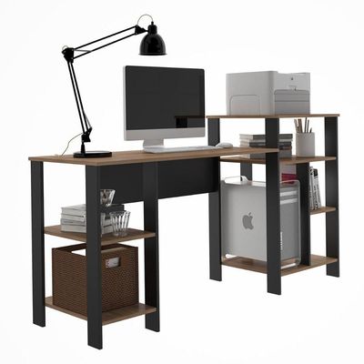 Mesa Office Londres Montana Com Prateleiras Para Objetos