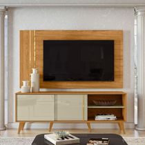 Conjunto édio Rack 2 Portas Com Painel Cumaru-opala Com Rack E Painel