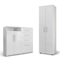 Conjunto De Cômoda E Multiuso Branco Para Quarto