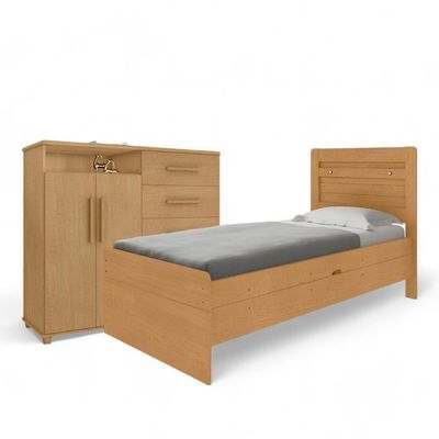 Conjunto De Cama Com Colchão E Cômoda Para Quarto Naturalle