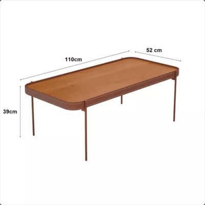 Mesa De Centro Sala De Estar Mavi G 110x52 Nature Com Pes Metal Cobre