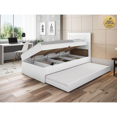 Cama Solteiro Larissa Com Cama Auxiliar Dani Branco