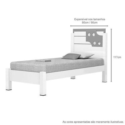 Cama De Solteiro Luíza 0,90 Branco - Vitamov