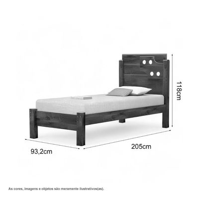 Cama Solteiro Com Aplique Espelho Luiza Cinamomo E Off