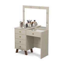 Penteadeira Camarim 05 Gavetas Mel Off White Com Banqueta - Patrimar
