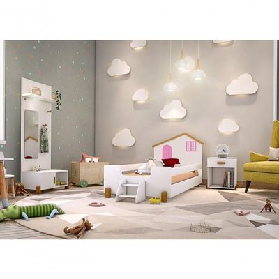 Cama Solteiro Casinha Belíssima Branca E Rosa Divaloto