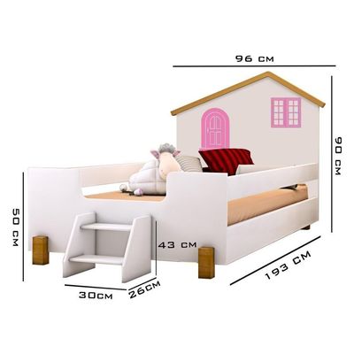 Cama Solteiro Casinha Belíssima Branca E Rosa Divaloto