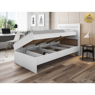 Cama Solteiro Larissa Branco Com Colchão - Framar Móveis