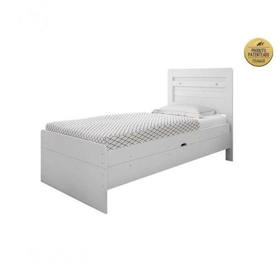 Cama Solteiro Larissa Branco Com Colchão - Framar Móveis