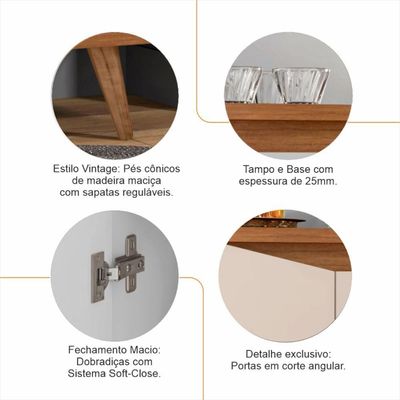 Buffet 4 Portas C- Nichos Grace Off White-cedro