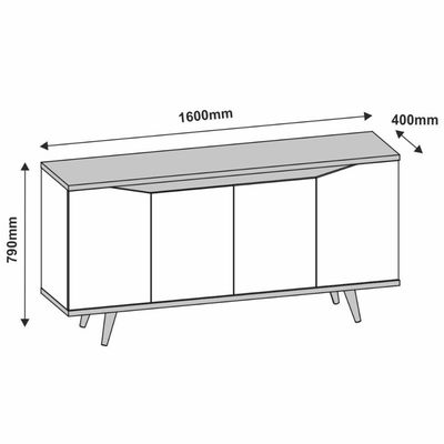 Buffet 4 Portas C- Nichos Grace Off White-cedro