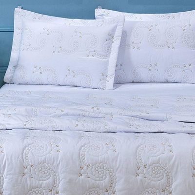 Cobre Leito King Mistral Percal 200 Fios Bordado 3 Peças - Branco