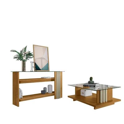 Conjunto Aparador Frizz E Mesa De Centro Cumaru/opala