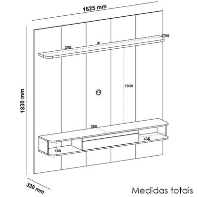 Painel Suspenso Tv 75 Pol 183 Cm 4585 Arly Pinho Ripado Off White