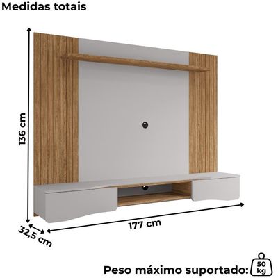 Painel Suspenso Tv 65 Pol 177 Cm Buzios Bechara Cinamomo Off White