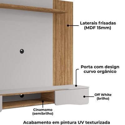 Painel Suspenso Tv 65 Pol 177 Cm Buzios Bechara Cinamomo Off White