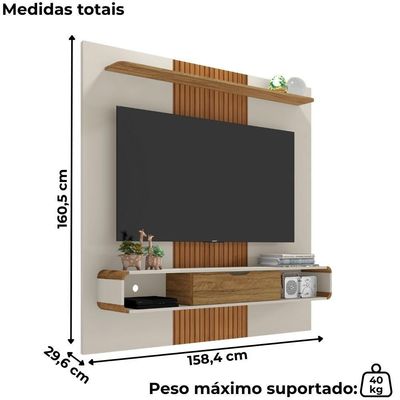Painel Suspenso Tv 65 Pol 159 Cm Lisboa Bechara Off White Cinamomo