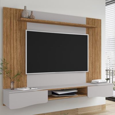 Painel Suspenso Tv 65 Pol 177 Cm Buzios Bechara Cinamomo Off White