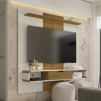 Painel Suspenso Tv 65 Pol 159 Cm Lisboa Bechara Off White Cinamomo