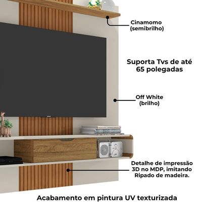 Painel Suspenso Tv 65 Pol 159 Cm Lisboa Bechara Off White Cinamomo