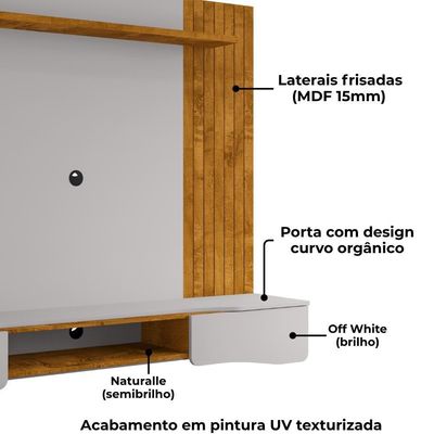 Painel Suspenso Tv 65 Pol 177 Cm Buzios Bechara Naturalle Off White