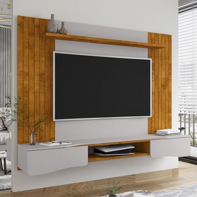Painel Suspenso Tv 65 Pol 177 Cm Buzios Bechara Naturalle Off White