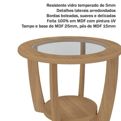 Mesa De Centro Mdf 60 Cm Sala De Estar 4575 Arly Carvalho