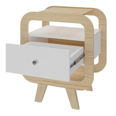 Mesa De Apoio 1 Gaveta 65 Cm Porta Usb Naturale Arly Naturale Branco