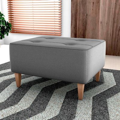 Puff Decorativo Para Sala Piva 62x52 Cm E425 Milani Store Cinza