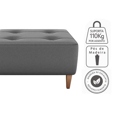Puff Decorativo Para Sala Piva 62x52 Cm E425 Milani Store Cinza