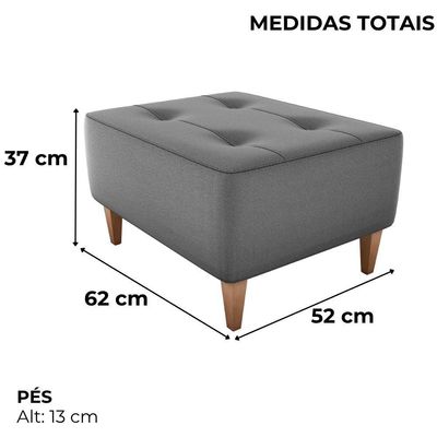 Puff Decorativo Para Sala Piva 62x52 Cm E425 Milani Store Cinza