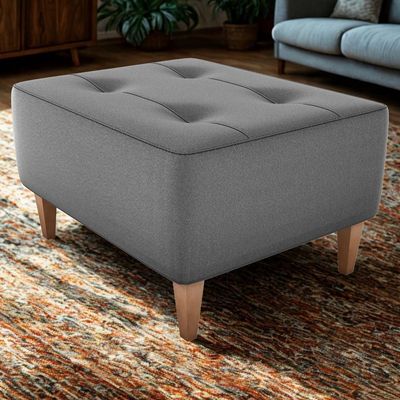 Puff Decorativo Para Sala Piva 62x52 Cm E425 Milani Store Cinza