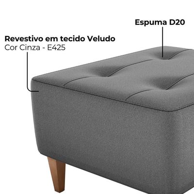 Puff Decorativo Para Sala Piva 62x52 Cm E425 Milani Store Cinza