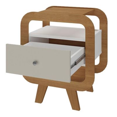 Mesa De Apoio 1 Gaveta 65 Cm Porta Usb Arly Cinamomo Off White