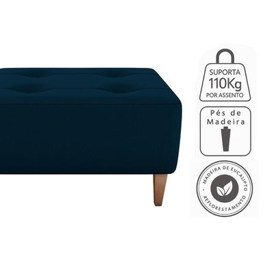 Puff Decorativo Para Sala Piva 62x52 Cm E433 Milani Store Azul