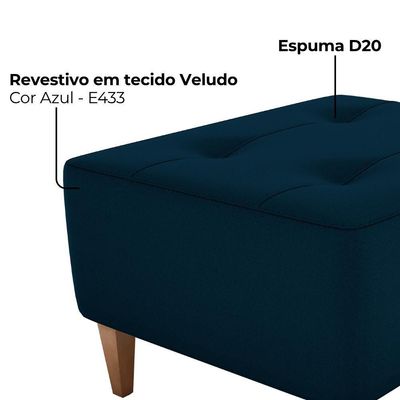 Puff Decorativo Para Sala Piva 62x52 Cm E433 Milani Store Azul
