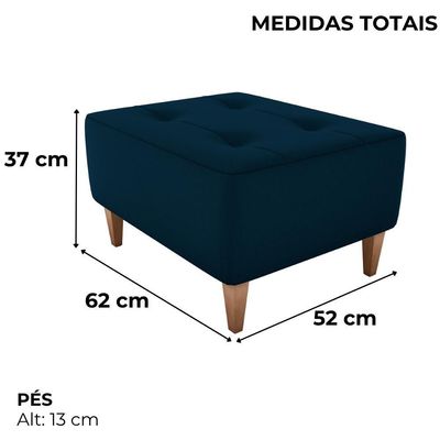 Puff Decorativo Para Sala Piva 62x52 Cm E433 Milani Store Azul