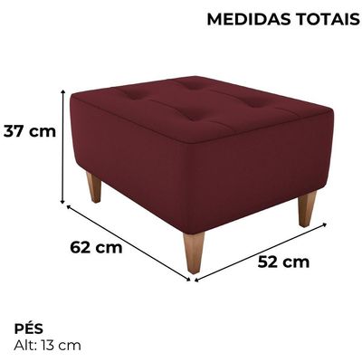Puff Decorativo Para Sala Piva 62x52 Cm E432 Milani Store Vermelho