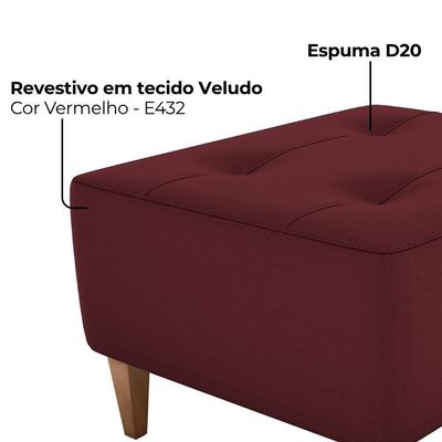 Puff Decorativo Para Sala Piva 62x52 Cm E432 Milani Store Vermelho