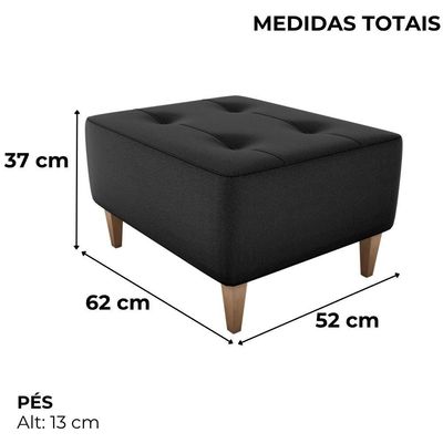 Puff Decorativa Para Sala Piva 62x52 Cm Veludo Inca Milani Store Preto