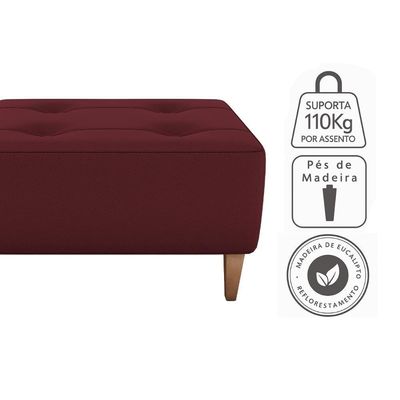 Puff Decorativo Para Sala Piva 62x52 Cm E432 Milani Store Vermelho